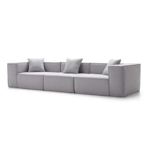 Long 3 Piece Light Grey Settee Set  Compressed Sofa
