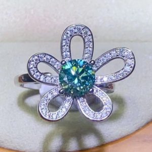1 Carat Moissanite Flower Shape Open Ring