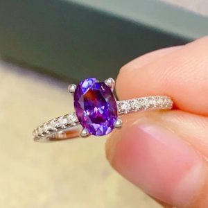 1 Carat Purple Moissanite 4-Prong Ring