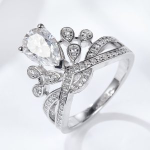 1.5 Carat Moissanite Crown-Shaped Ring