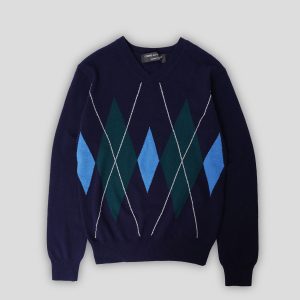 Homme Plus V-neck Argyle Sweater