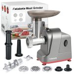 Electric Meat Grinder & Food Processor - Sausage Stuffer, Cookie Dough Mixer with 3 Stainless Steel Plates - Perfect for Home Kitchen
