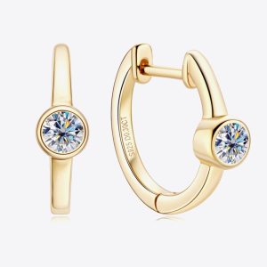 18k Gold-Plated Inlaid Moissanite Huggie Earrings