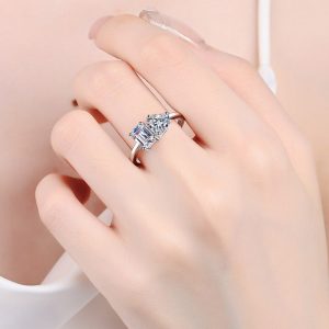 Rhodium-Plated 2 Carat Moissanite Ring