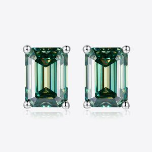 2 Carat Moissanite Stud Earrings in Green