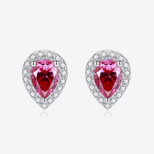 2 Carat Moissanite Teardrop Stud Earrings in Rose