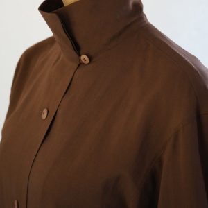 Stand Collar Wool Shirt Brown