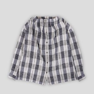Drape Neck Plaid Shirt