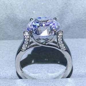 5 Carat Moissanite Platinum-Plated Ring