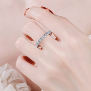 Moissanite Rhodium-Plated Ring
