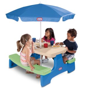 Easy Store™ Picnic Table with Umbrella - BlueGreen