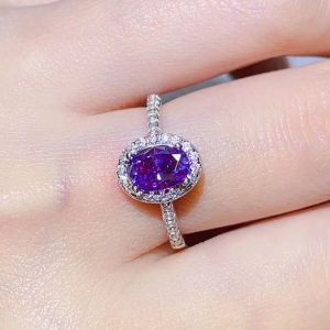 925 Sterling Silver 1 Carat Purple Moissanite Ring