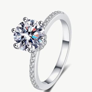 925 Sterling Silver 2 Carat Moissanite Ring
