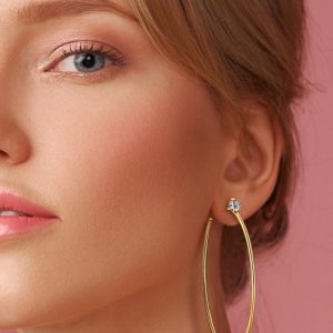 925 Sterling Silver Moissanite Hoop Earrings