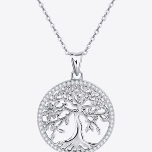 925 Sterling Silver Moissanite Tree Pendant Necklace