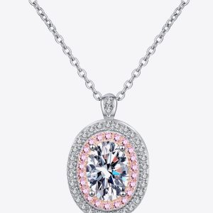 925 Sterling Silver Rhodium-Plated 1 Carat Moissanite Pendant Necklace