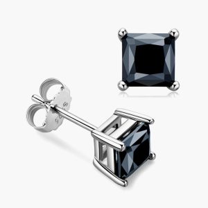 925 Sterling Silver Square Moissanite Stud Earrings