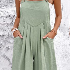 Square Neck Wide Strap Overalls