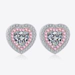 Moissanite Heart-Shaped Stud Earrings