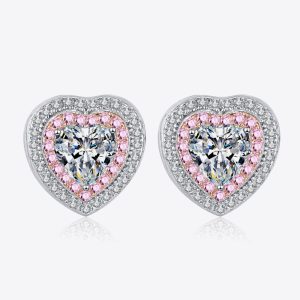 Moissanite Heart-Shaped Stud Earrings