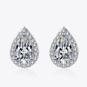 Moissanite Teardrop Stud Earrings