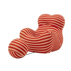 Replica La Mamma Armchair & Ottoman UP 5 And UP 6 | Red and Beige Stripe Fabric